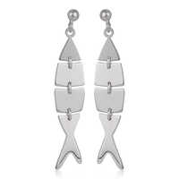 Fancy Interlinked Fish Silver Earrings