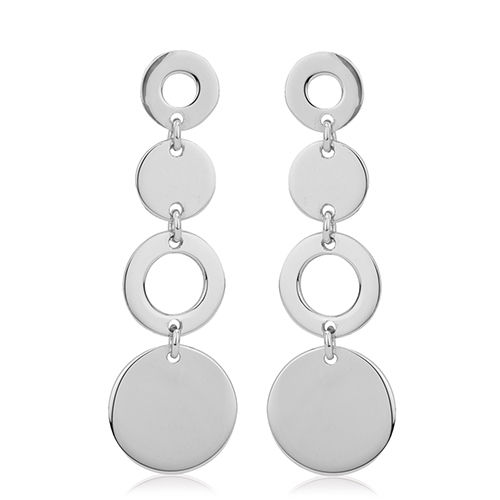 Open And Close Graduated Circle Fancy Silver Earrings