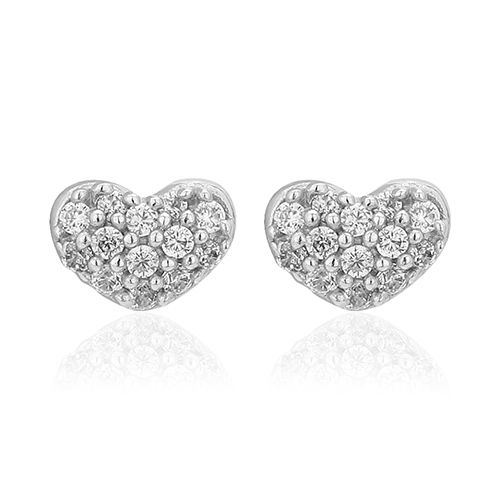 Tiny Heart Shape Stud Silver Earrings