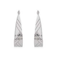 Textured Pear Shape Hoop Silver Earrings