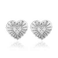 Heart Shape Patterned Stud Silver Earrings