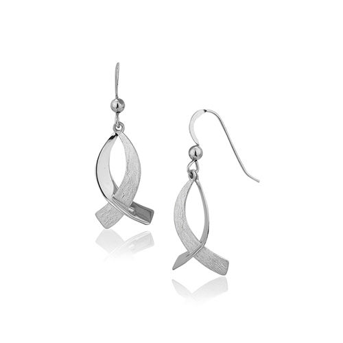 Contemporary Fold Ribbon Silver Earrings