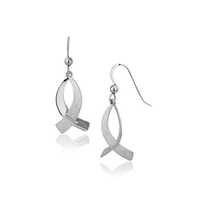 Contemporary Fold Ribbon Silver Earrings