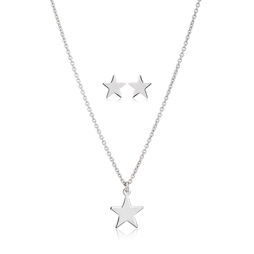 Star Pendant Necklace And Stud Earring Set