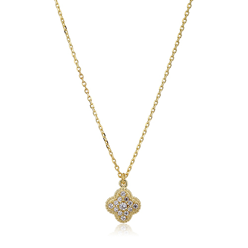 18K Gold Plated Shining Clover Pendant Necklace