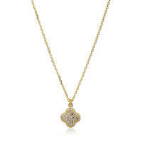 18K Gold Plated Shining Clover Silver Pendant Necklace