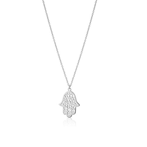 Hamsa Silver Pendant Necklace