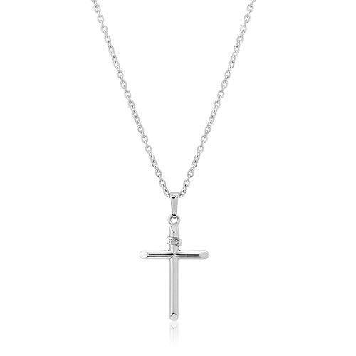 Hollow Cross Silver Pendant Necklace