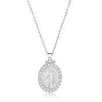 Lady Guadalupe Medal Silver Pendant Necklace