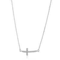 Sideways Cross Silver Necklace