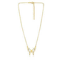 Two-Tone Filigree Butterfly Pendant Necklace