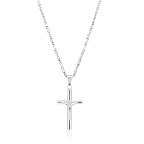 Light Weight Cross Crucifix Silver Pendant Necklace
