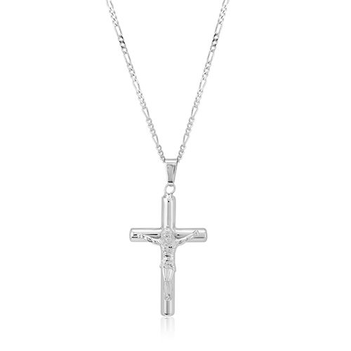Crucifix Cross Silver Pendant Necklace