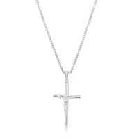 Crucifix Hollow Cross Silver Pendant Necklace