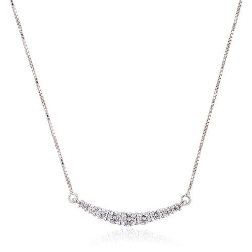 Curved Bar Silver Pendant Necklace