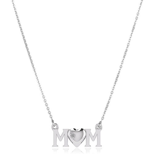 Diamond Mom Accent Silver Pendant Necklace