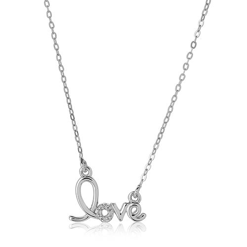 Diamond Love Accent Silver Pendant Necklace