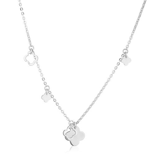 Open And Close Clover Flower Silver Necklace