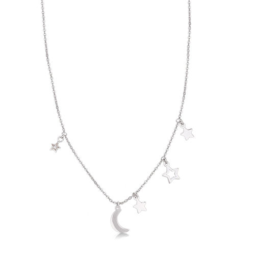 Star And Moon Silver Necklace