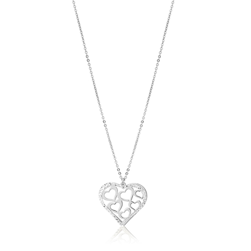 Open Heart-In-Heart Pendant Necklace