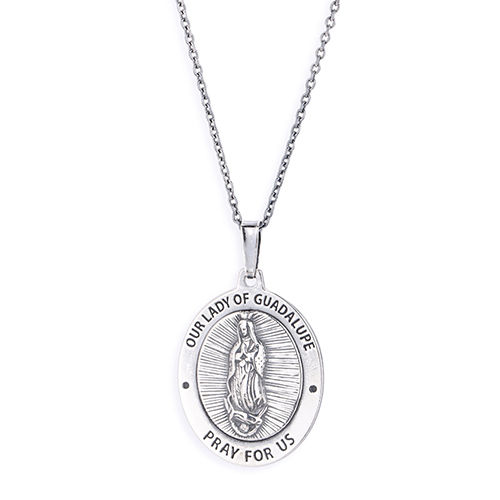 Our Lady Of Guadalupe Medal Silver Pendant Necklace
