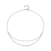 Beaded Silver Choker Necklace With Double Layered Size: Different Available
