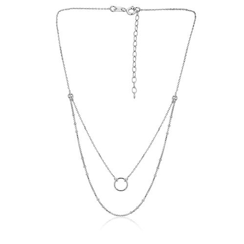 Double-Layered Chain Silver Choker Necklace