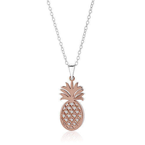 Two Tone Pineapple Silver Necklace