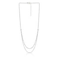 Double Layered Beaded Silver Choker Necklace