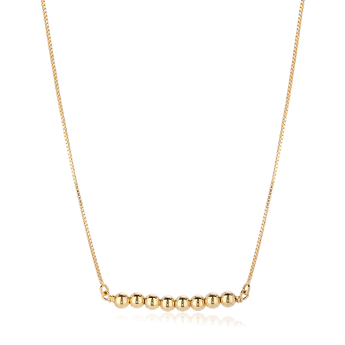 Beaded Bar Necklace With Yellow Plating