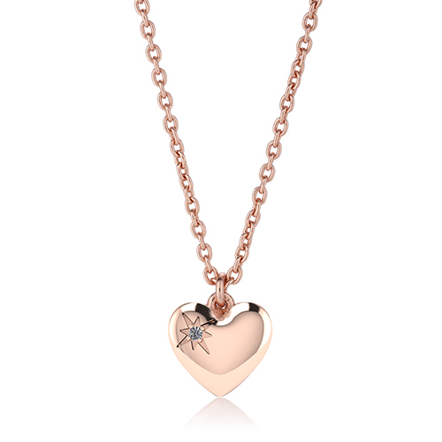 Puffed Heart Charm Necklace