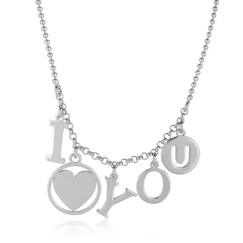 Multi Charm I Love You Silver Necklace Gender: Women