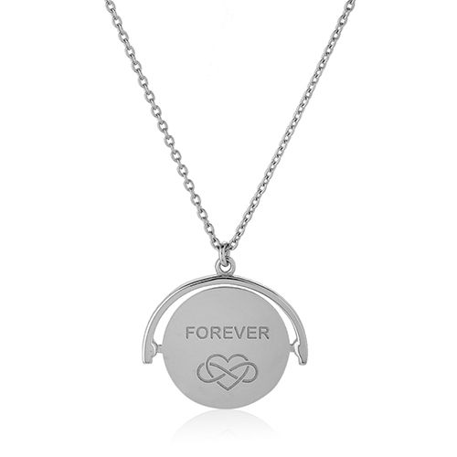 I Love You Forever Spinner Silver Necklace