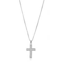 Stering Silver Jewelry Studded Cross Pendant Necklace