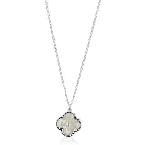 Fancy Four Leaves Clover Silver Pendant Necklace