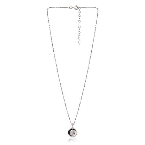 Round Disc Charm Silver Pendant Necklace