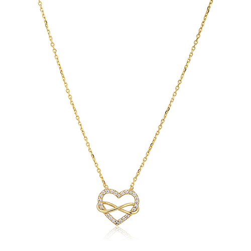 18K Gold Plated Infinity and Heart Pendant Necklace