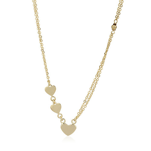 18K Gold Plated Double Layered Chain Silver Necklace Size: Different Available