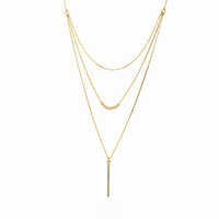 18K Gold Plated Multi-Layered Chain Silver Necklace