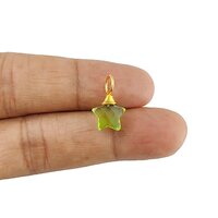 Peridot Gemstone 10mm Star Wire Wrapped Sterling Silver Gold Vermeil Charm