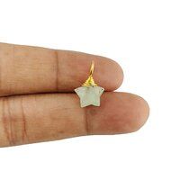 Prehnite Gemstone 10mm Star Wire Wrapped Sterling Silver Gold Vermeil Charm