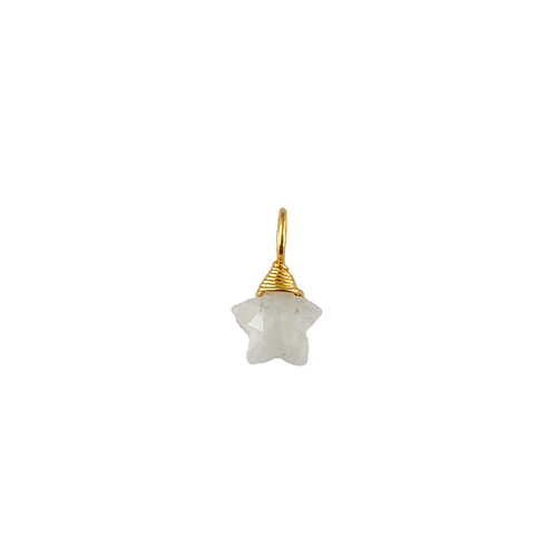 Rainbow Moonstone Gemstone 10mm Star Wire Wrapped Sterling Silver Gold Vermeil Charm