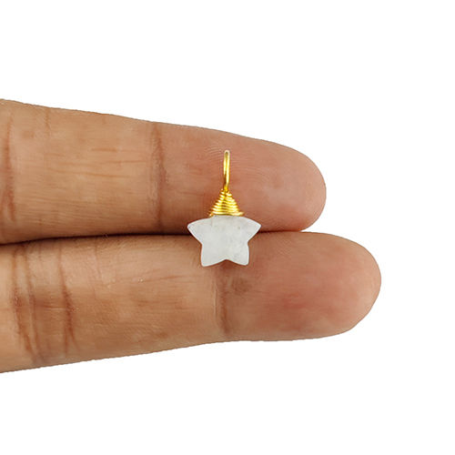 Rainbow Moonstone Gemstone 10mm Star Wire Wrapped Sterling Silver Gold Vermeil Charm