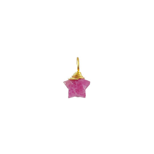 Dyed Ruby Gemstone 10mm Star Wire Wrapped Sterling Silver Gold Vermeil Charm