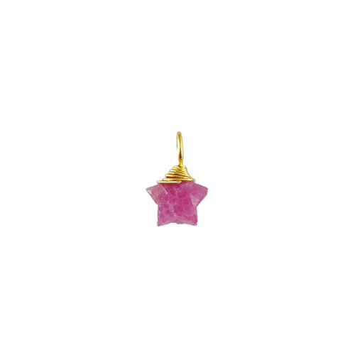 Dyed Ruby Gemstone 10mm Star Wire Wrapped Sterling Silver Gold Vermeil Charm