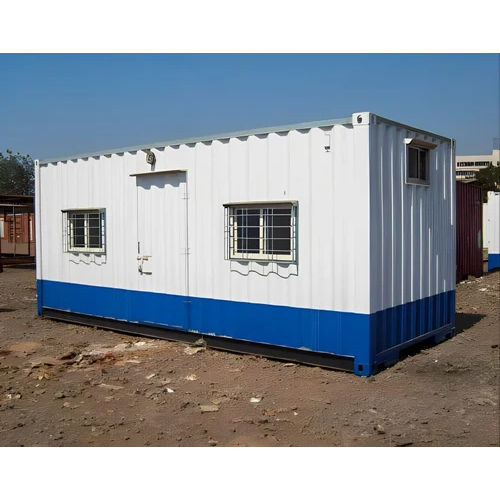 White & Blue Shipping Container Site Office