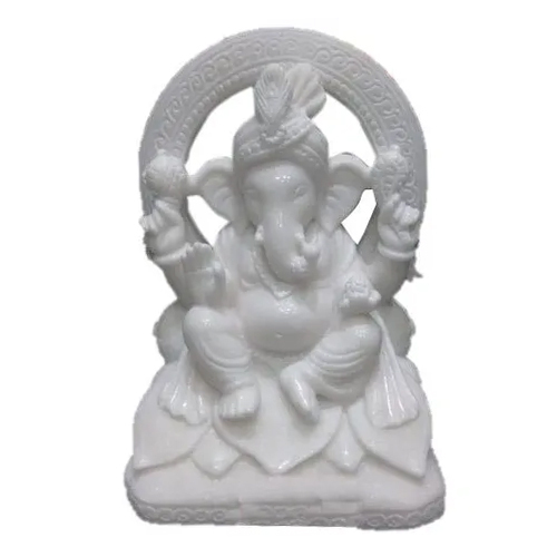 12 Inch Marble Lord Ganesh Statue - Regional Style: Indian