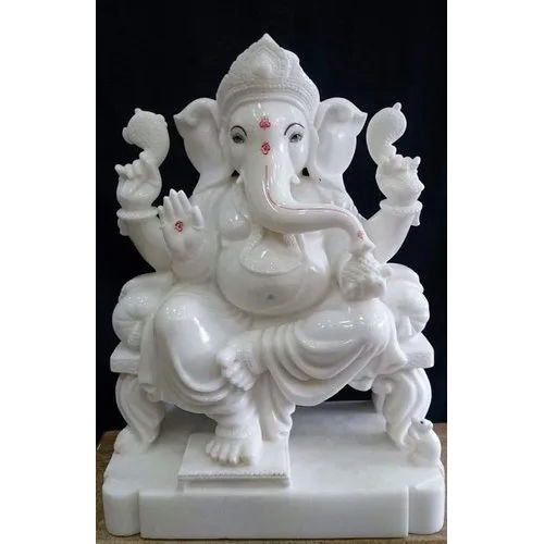 White 18 Inch Marble Ganpati Statue