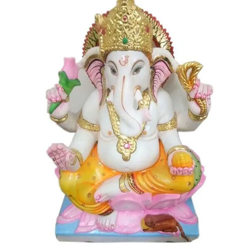 12 inch Polished Marble Ganpati Statue