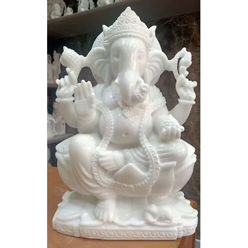 18 inch White Marble Ganesh Statues